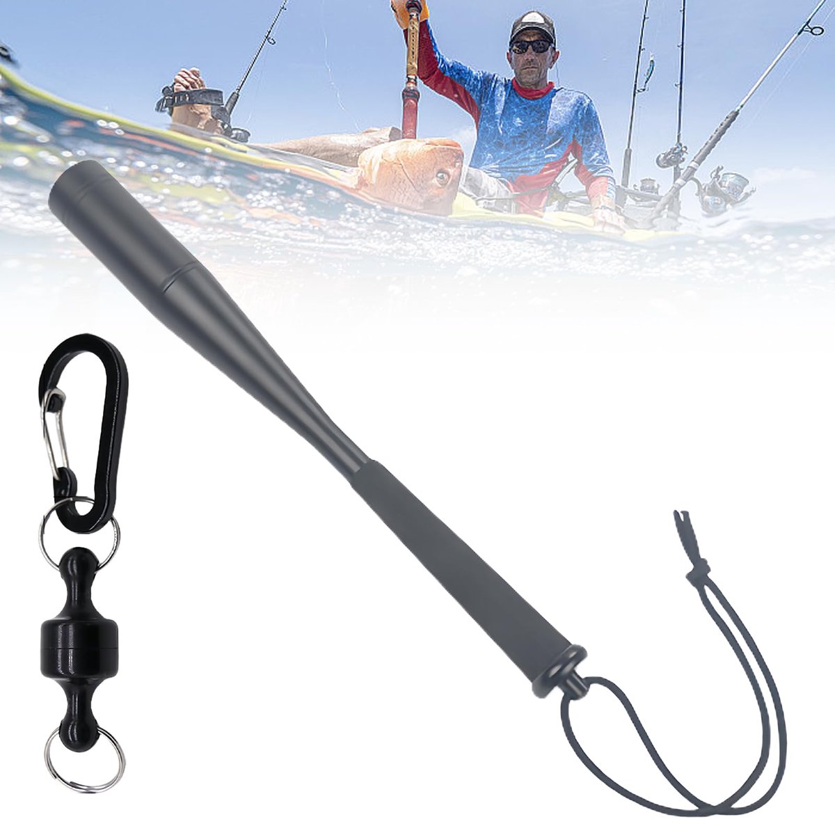 Visdoder: Aluminium Manslayer, 24,6 cm Fish Dumper, Visdoder met antislip handvat, met 1 magnetische gesp, Visaccessoires