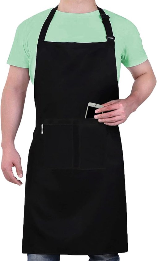 LEFUNDA® 2 Cooking Chef Waterdichte Schort met 3 Zakken Verstelbare BBQ Lange Banden voor Mannen Vrouwen Keuken Restaurant Café