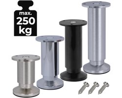 Verstelbare Meubelpoten 20 cm Hoog - Set van 4 - Elegante Aluminium Kastpoten - Maximaal 250 kg Belastbaar