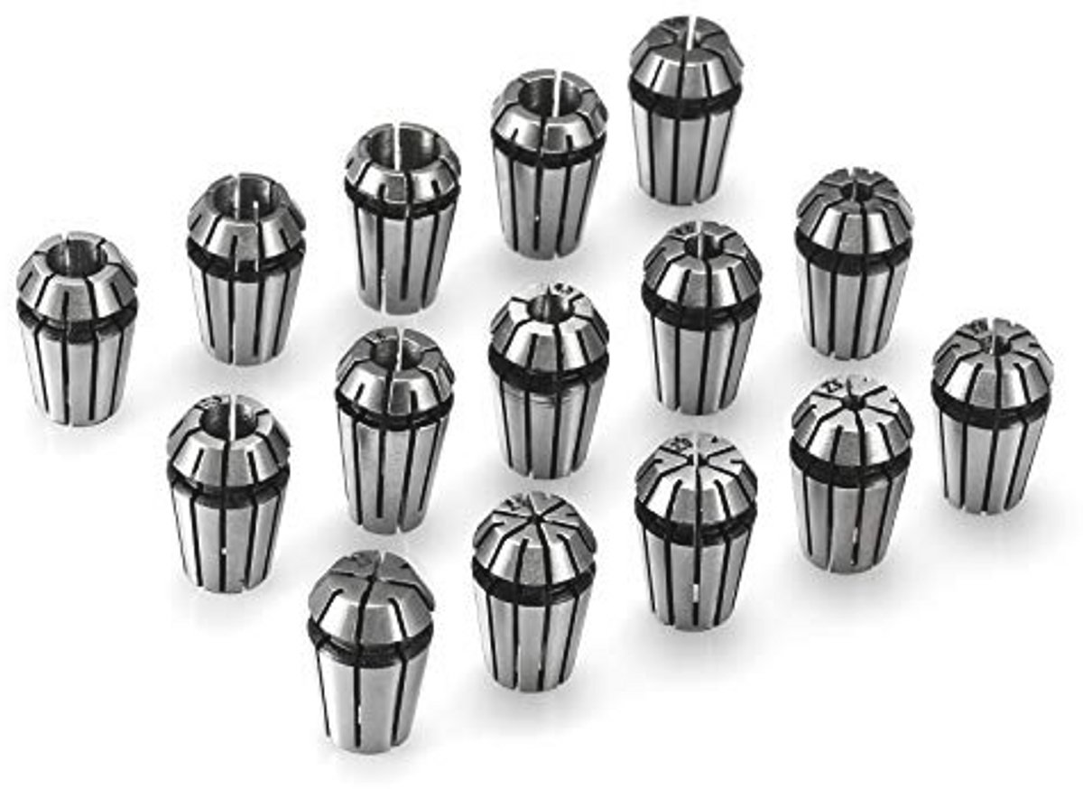 15-delige ER11 precisiespringset voor CNC frezen en graveren - 1mm tot 7mm en 1/4", 1/8"