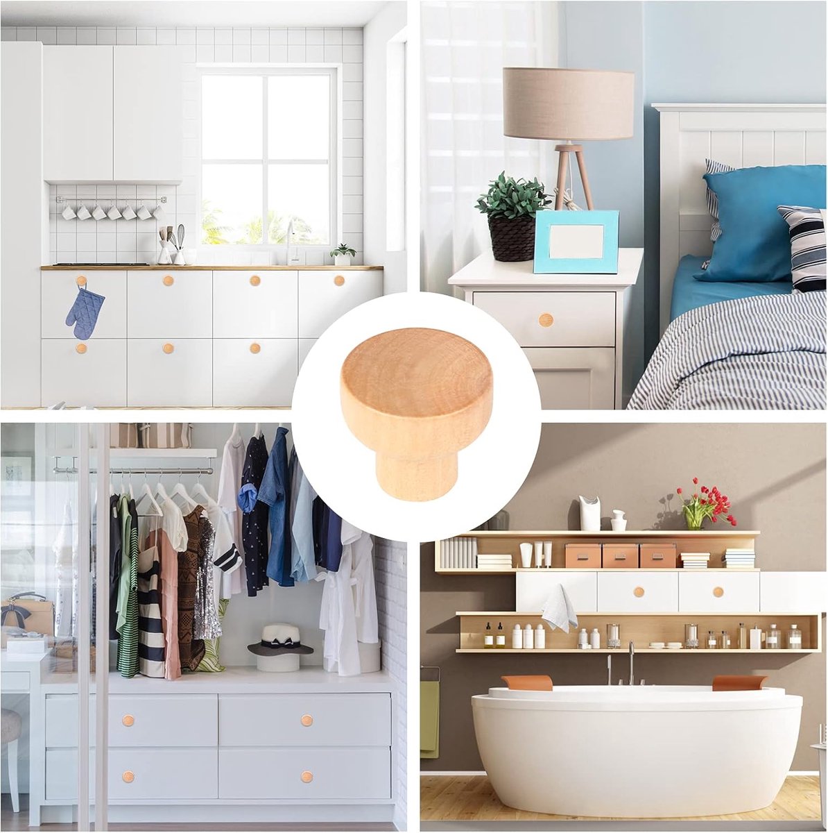 Candala ronde houten knoppen voor laden, commodes en meubels – ronde knoppen in meubelvorm