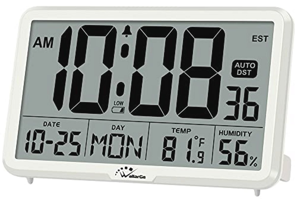 Digitale Wandklok met Temperatuur en Vochtigheid - Autoset Desk Wekker voor Senioren