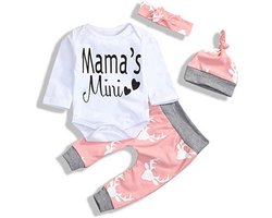 Juflam Pasgeboren baby meisjes kleding mama spreuken mama mini rompertje top broek outfit set met hoofdband
