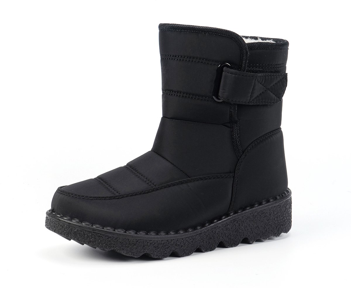Sneeuwlaarzen -- Winterlaarzen voor dames - Waterdichte sneeuwlaarzen - Warme sneeuwlaarzen met fleece voering - Antislip sneeuwlaarzen voor buiten - Zwart - Maat 40