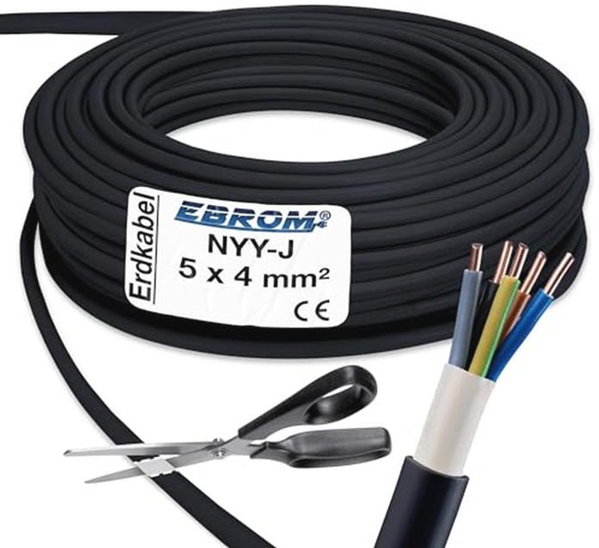 Aardkabel 5x4 mm² - Krachtstroomkabel - PVC Aardleiding - Per Meter Verkrijgbaar