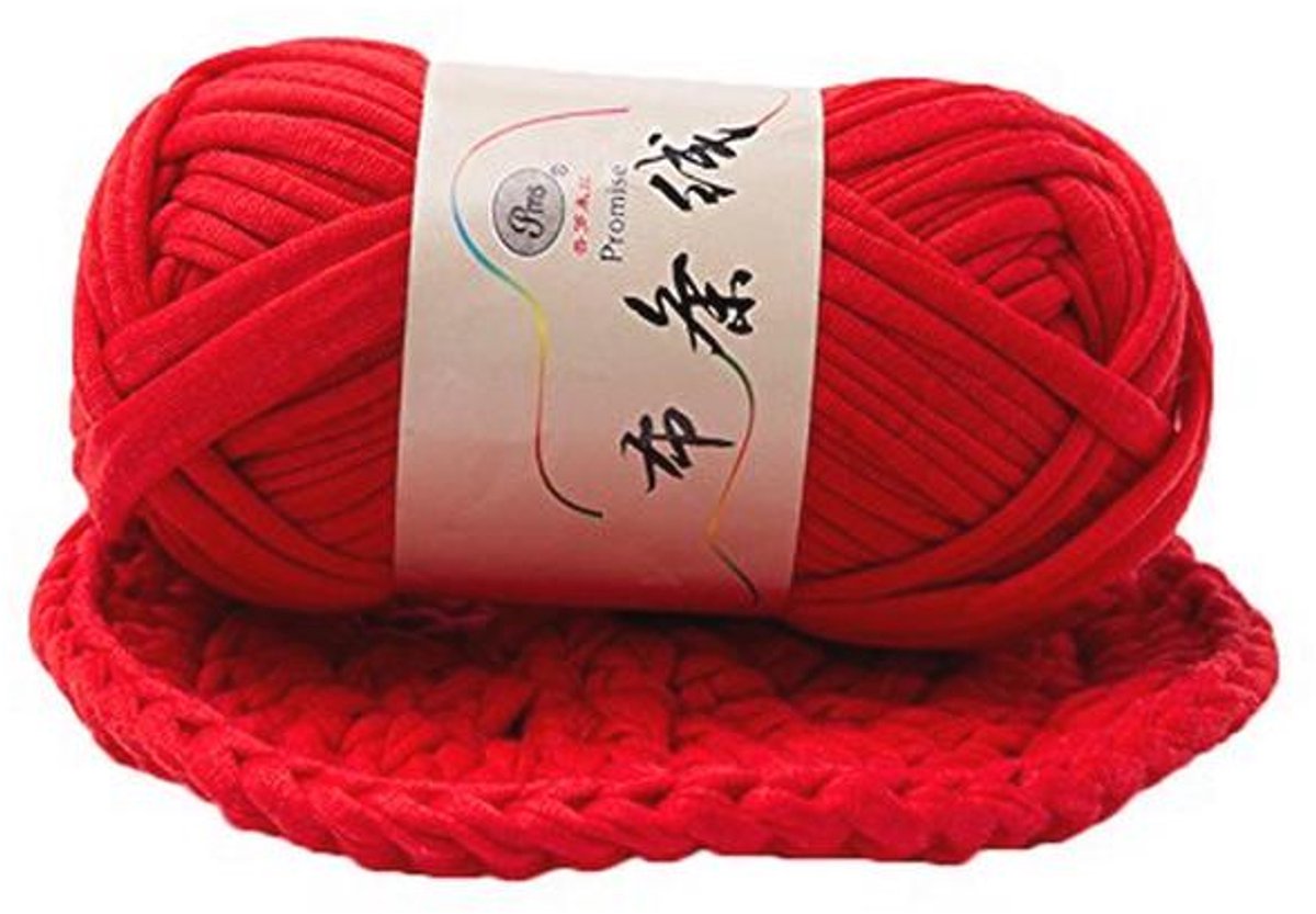 Handgebreide Draad Mand Deken Gevlochten DIY Gehaakte Doek Rood
