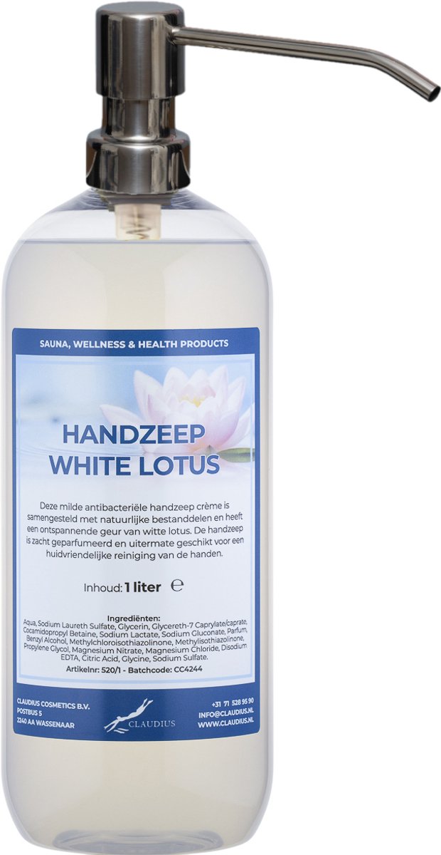 Handzeep White Lotus 1 liter - met gratis RVS zilverkleurige pomp