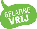 Groene spraakballon met witte tekst: "GELATINEVRIJ"