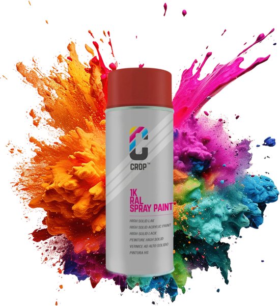 Bombe aérosol CROP RAL 3000 Rouge feu - Semi-brillant - 400 ml - Peinture en aérosol Rouge - 100 % grand teint - Séchage rapide - Intérieur et extérieur - RAL3000
