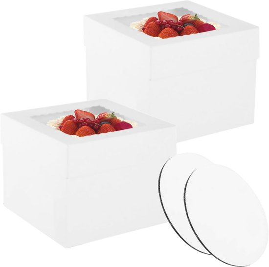 set 10st Hoog Taartdoos met venster 25x25x25 - Sugar Garden set 10st Hoog Taartdoos met venster 25x25x25 - Sugar Garden