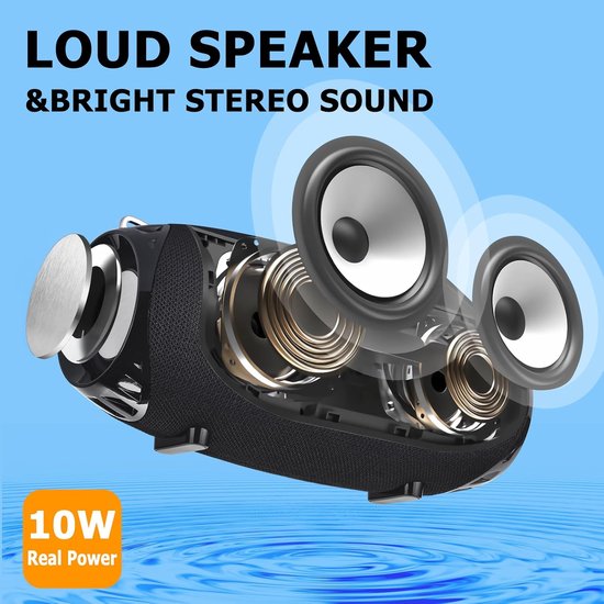 Draagbare Bluetooth Speaker Voor Buiten - Waterdichte Draadloze Luidspreker - Bluetooth 5.0 Voor Krachtig Geluid - Ondersteunt TF-Kaart MP3 En AUX - Partybox Voor Feesten Thuis Buiten En Strand - Zwarte Geluidsbox Met Stereo Sound van Merkloos — afbeelding 5