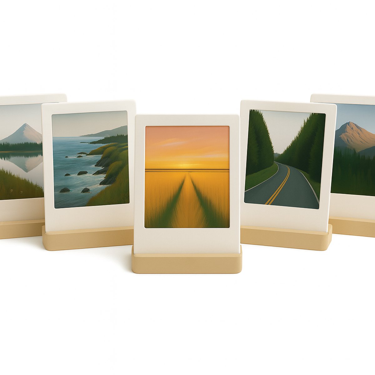 Polaroid Fotohouder Beige – Set van 5 – Houtgevuld Kunststof – Geschikt voor Instax Mini, Square en Wide Foto’s