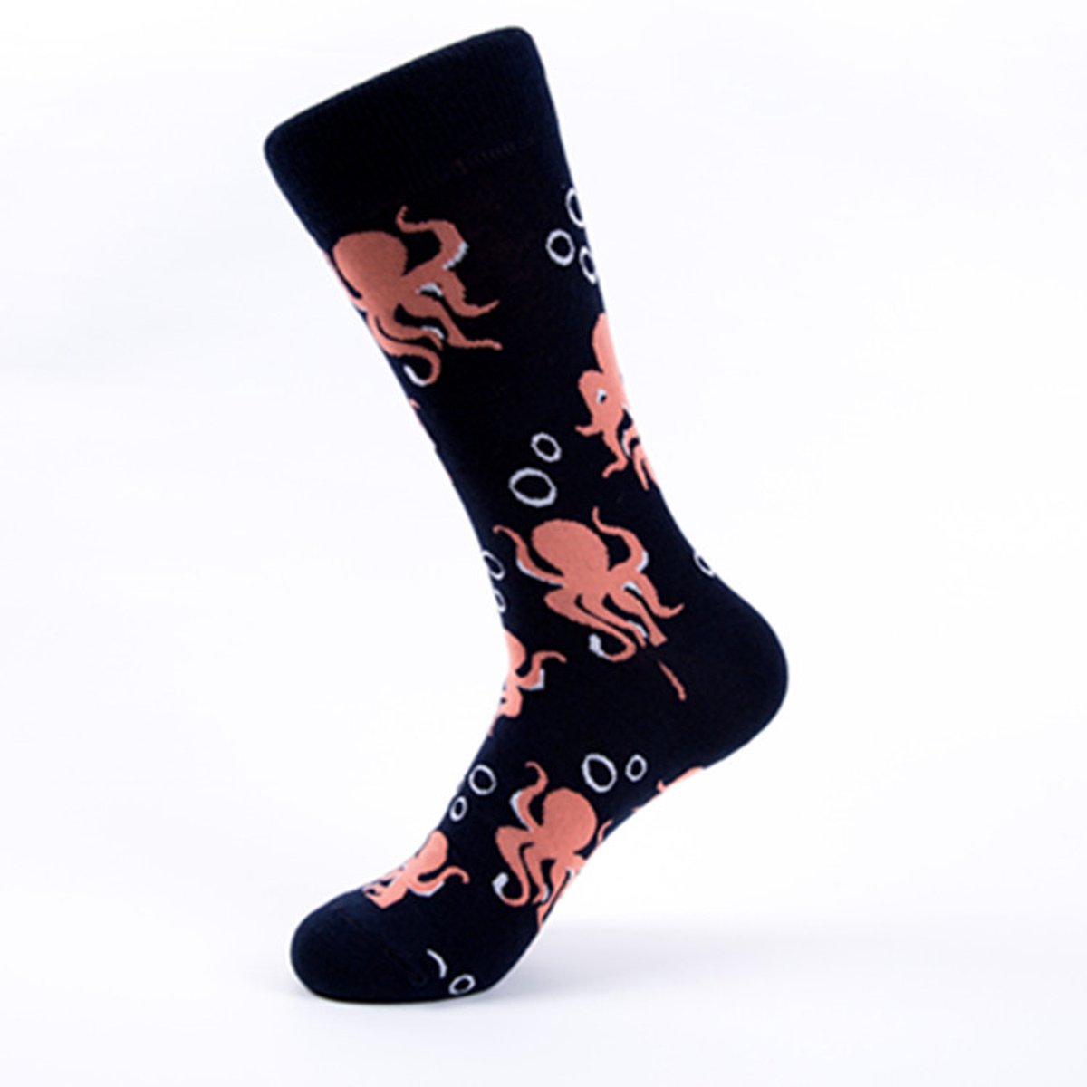 Sokken heren - zwart - bruin - roze - leuke print octopus - 40 - 46 - cadeau voor hem - geschenk man - Kerst cadeau - verjaardagscadeau - gift