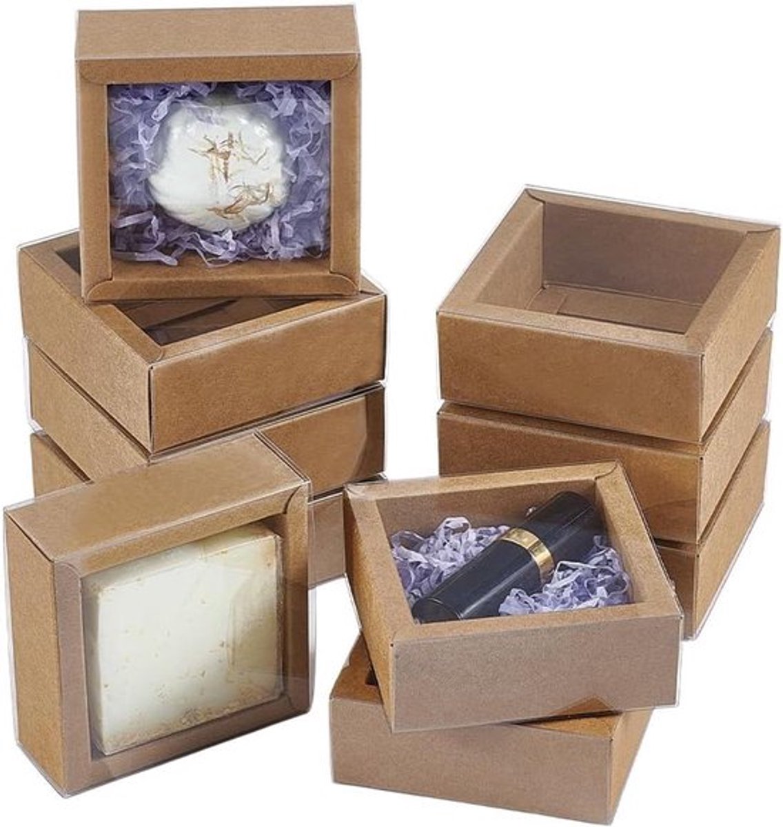 16-delige Kraftpapier Lade Box Set - Vierkante Zelfgemaakte Zeep Dozen - Ideaal voor Huidige Party Sieraden en Ambachten