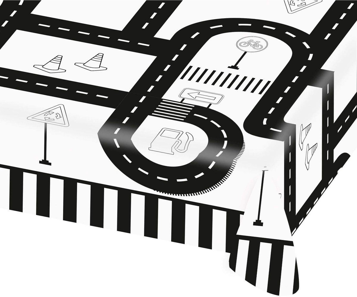 Unyqoos® Papieren tafelhoes met verkeersmotief voor kinderfeestjes en bescherming