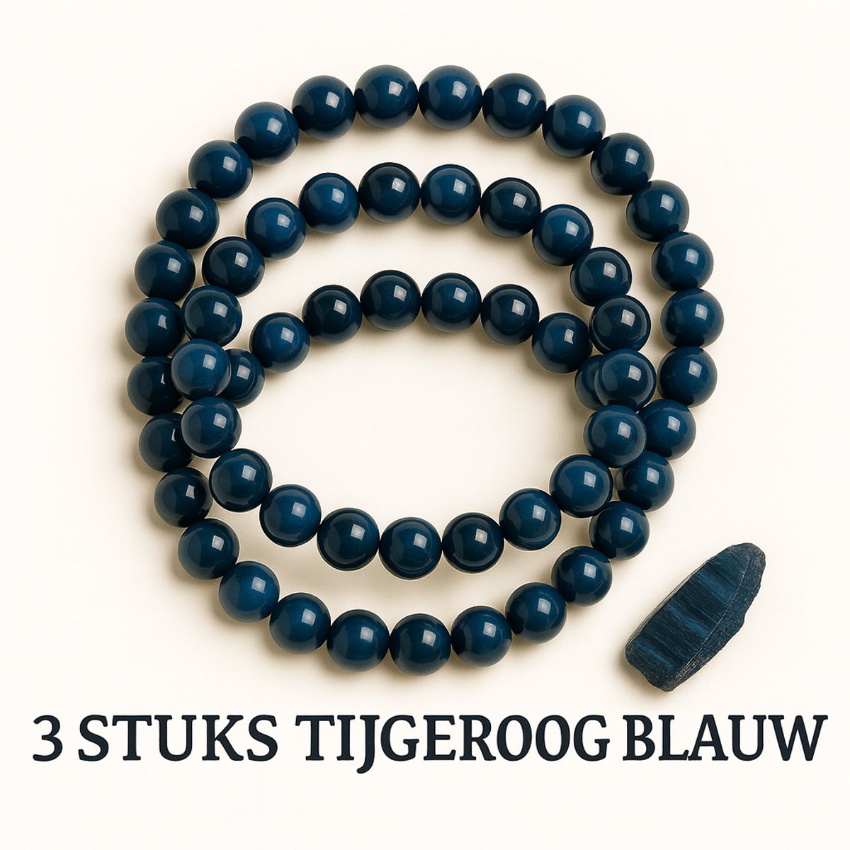 3x S4H Blauwe Tijgeroog Armband – 8 mm Edelstenen | Bescherming & Zelfvertrouwen (Set van 3 Stuks)