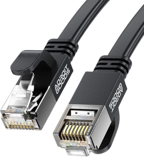Câble Réseau AdroitGoods Ultra-Slim Cat7 10Gbps - Câble Ethernet Cat7 – 10Gbps – Câble Réseau Plat à Double Blindage - 1m