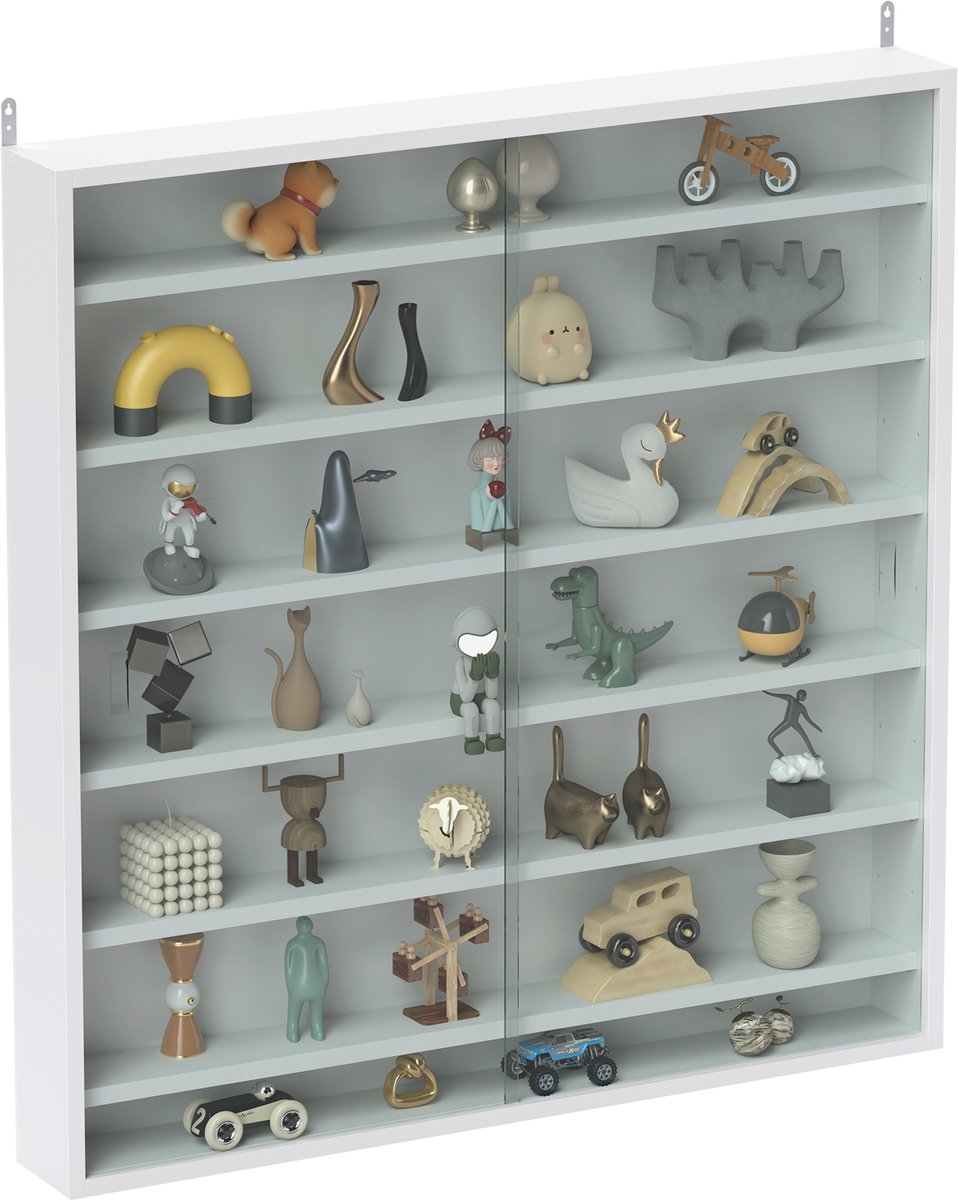 HOMCOM Vitrinekast - Spaanplaat - 80x9,5x83cm - Wit