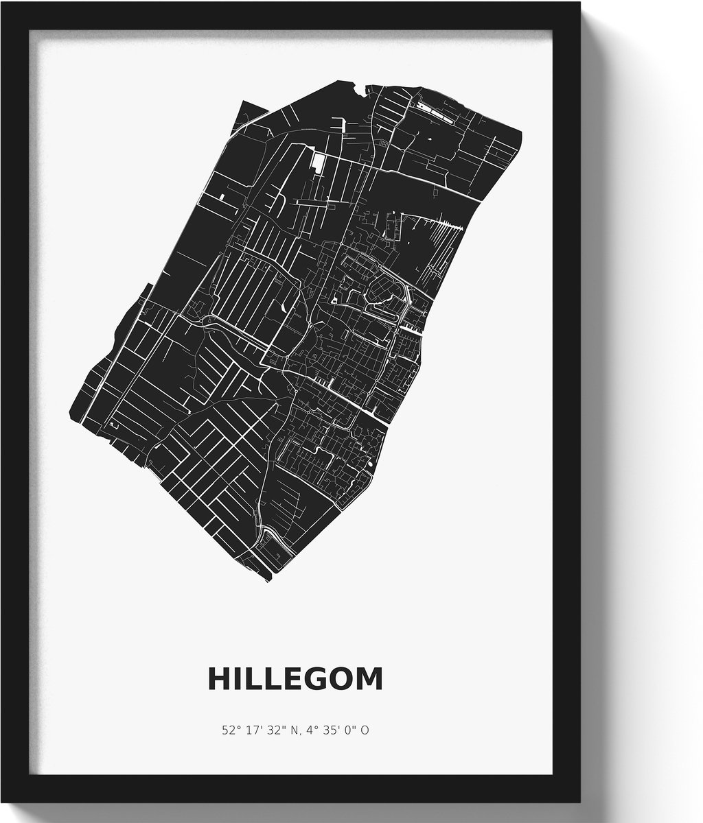 Poster Hillegom A3 - 30 x 42 cm - Zwart/Wit (Exclusief Lijst)