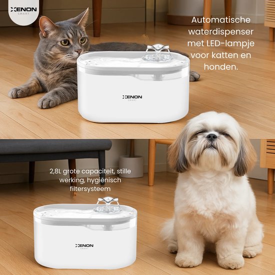Keramiek Water Fontein, Kat Drinkfontein, Kat en Hond Klein Dier Waterdispenser Schaal met Filters en Schuim, Ultrastil Automatisch Systeem