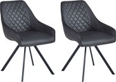 Colenis® - Elias Eetkamerstoel - Set Van 2 - Antraciet - Microfiber Stof - 180° draaibaar