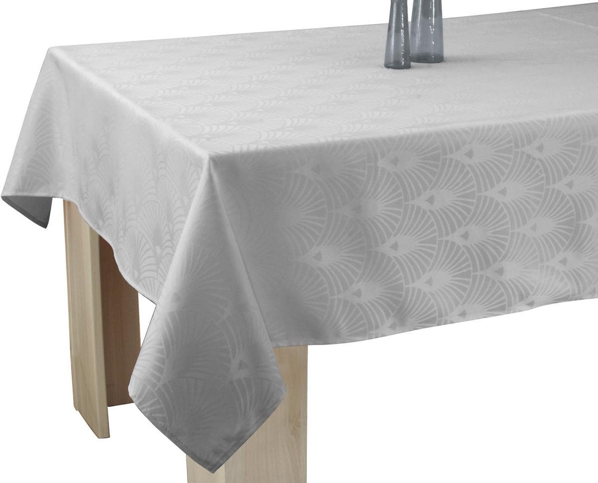 Unyqoos® Vuilafstotend vierkant tafelkleed in parelgrijs van 150 x 150 cm