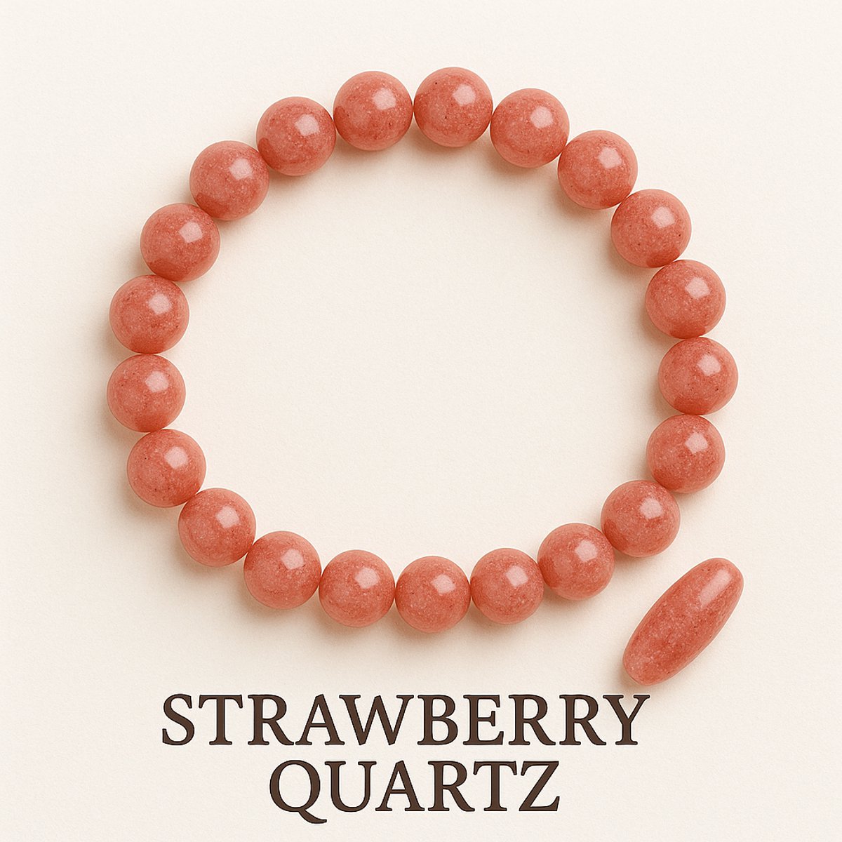 S4H Strawberrykwarts Edelstenen armband 8 mm kralen / size 18 cm