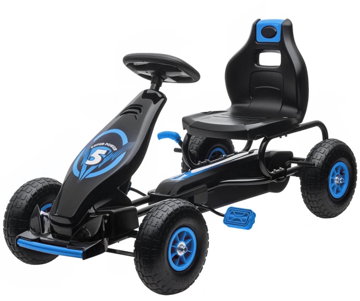 Skelter - GoKart voor Kinderen - Kinderkart met Pedalen - Verstelbaar Zadel - 5+ Jaar - Geschikt voor Binnen en Buiten - Blauw+Zwart — afbeelding 2