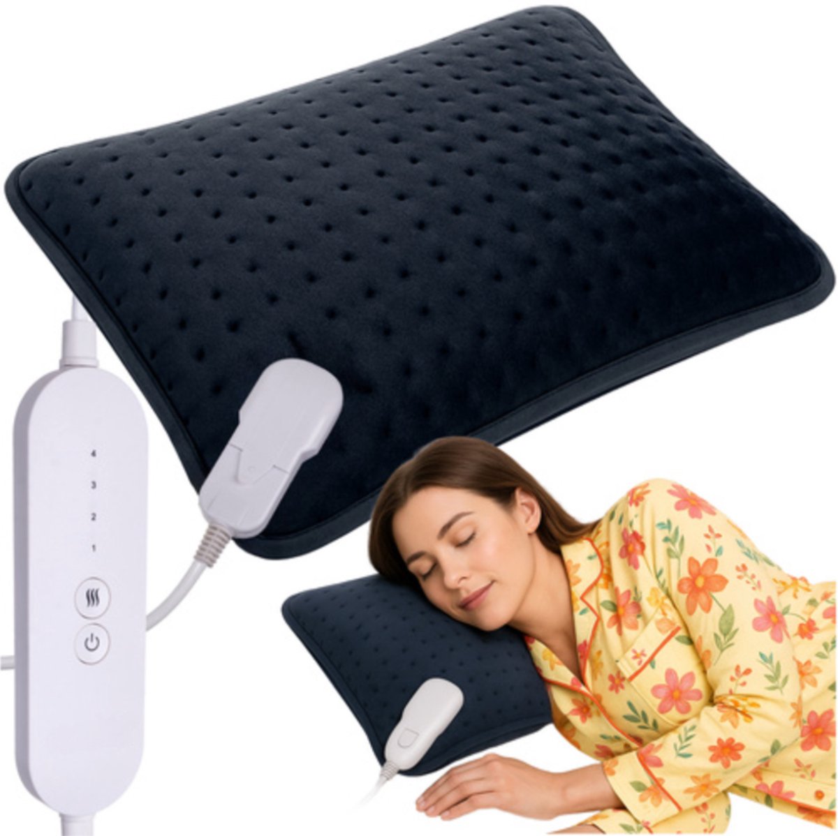 MOZY® - Verwarmd Kussen - 40 x 30 cm - met 4 Verwarmingsstanden - Automatische Uitschakeling - Wasmachine Wasbaar - Afneembare Kabel - Heating Pad - Pijnverlichting