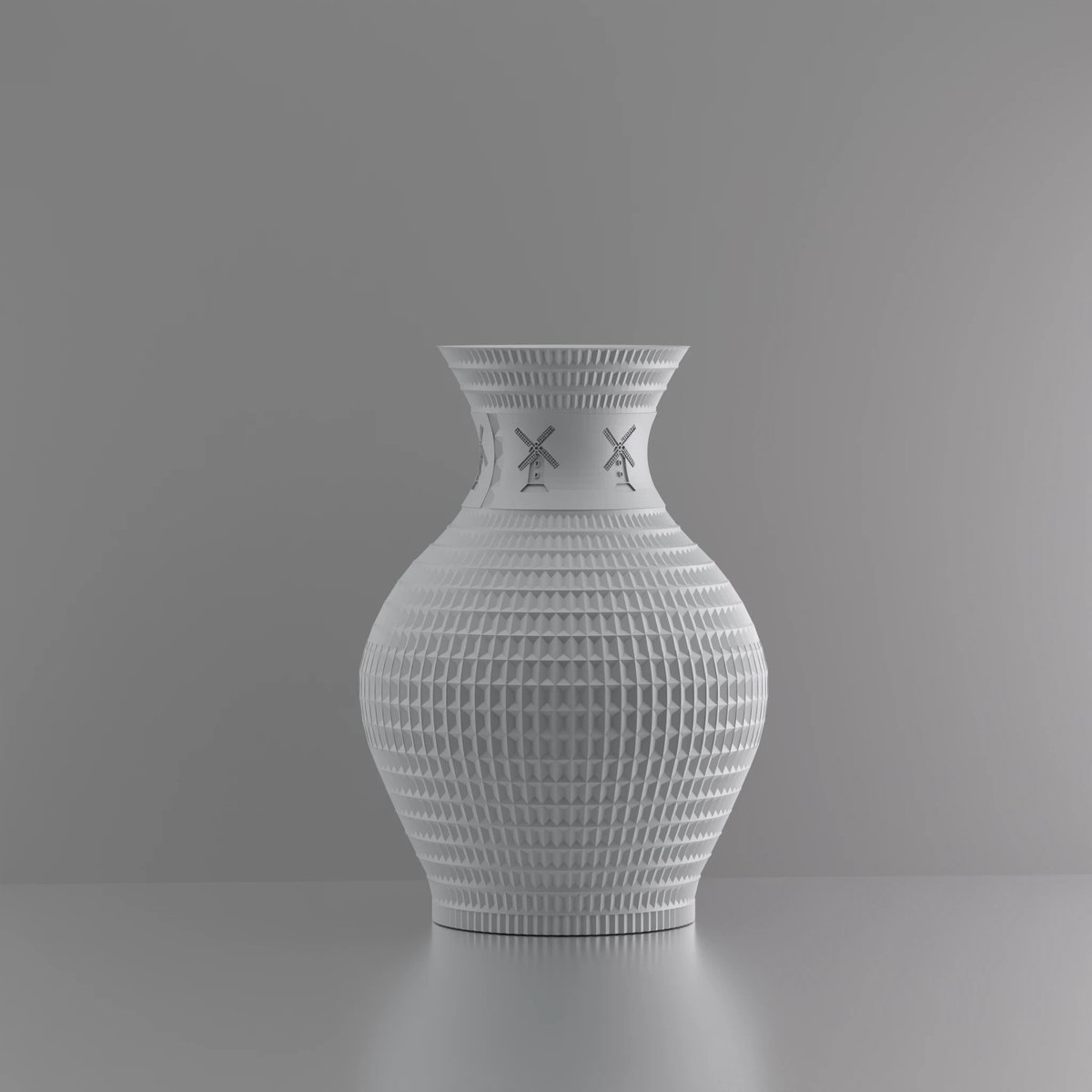 3d-gezellig Athene met molen - Vaas - Waterdicht - Grijs - Maat 25 cm - Kunststof - Modern - Bloemenvaas - 100% gerecycled PLA (bioplastic)