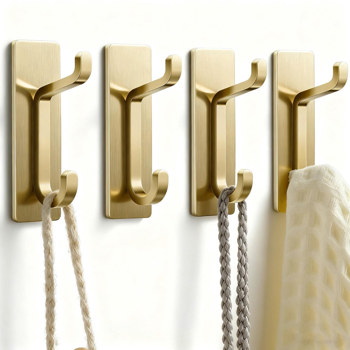 4 stuks - -haken - 304 roestvrij staal - zelfklevende haken - waterdicht - haken zonder boren - wandhaken - geschikt voor handdoeken, kleding en jassen - ideaal voor badkamers en keukens - universele tegelhaken - goud