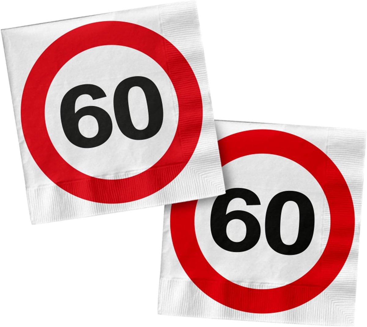 Famanu - Verjaardagsservetten – 20 stuks 33x33 cm – Rood-Wit Verkeersbord Design – Luxe Feestservetten