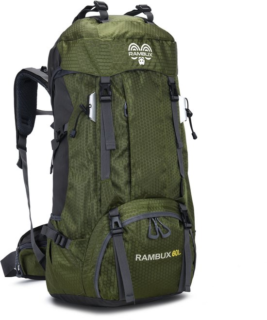 RAMBUX® 60L Wandelrugzak - Hiking & Trekking Backpack - Lichtgewicht Outdoor Rugzak - Legergroen