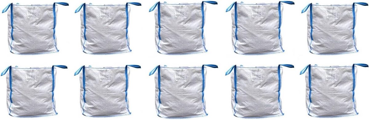 Big Bag 90x90x90 cm - 1000 kg draagvermogen - 4 lussen - 10 stuks