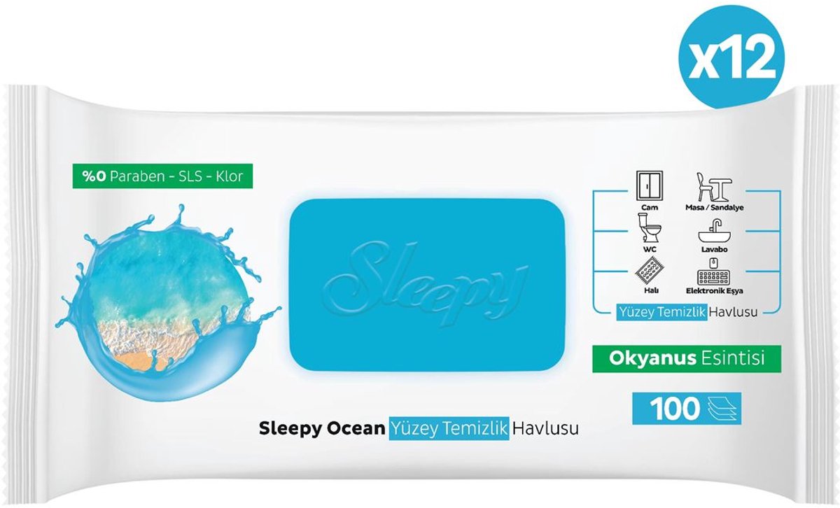 Sleepy Ocean Oppervlaktereinigingsdoekjes - 12 x 100 Stuks (1200 Doekjes) – Reinigingsdoekjes voor Alle Oppervlakken