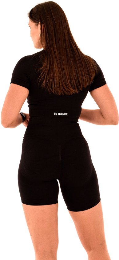 T-shirt de sport femme cropped – doux, respirant & extensible – fitness, yoga & usage quotidien – DM Training Comfort cropped T-shirt (noir)