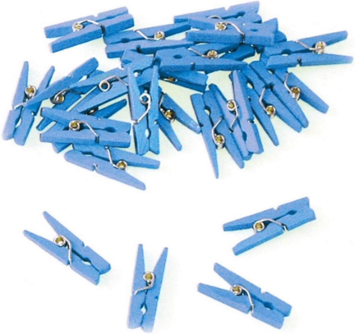 24 Houten Knijpers Blauw - Ideaal voor Knutselen en Decoratie