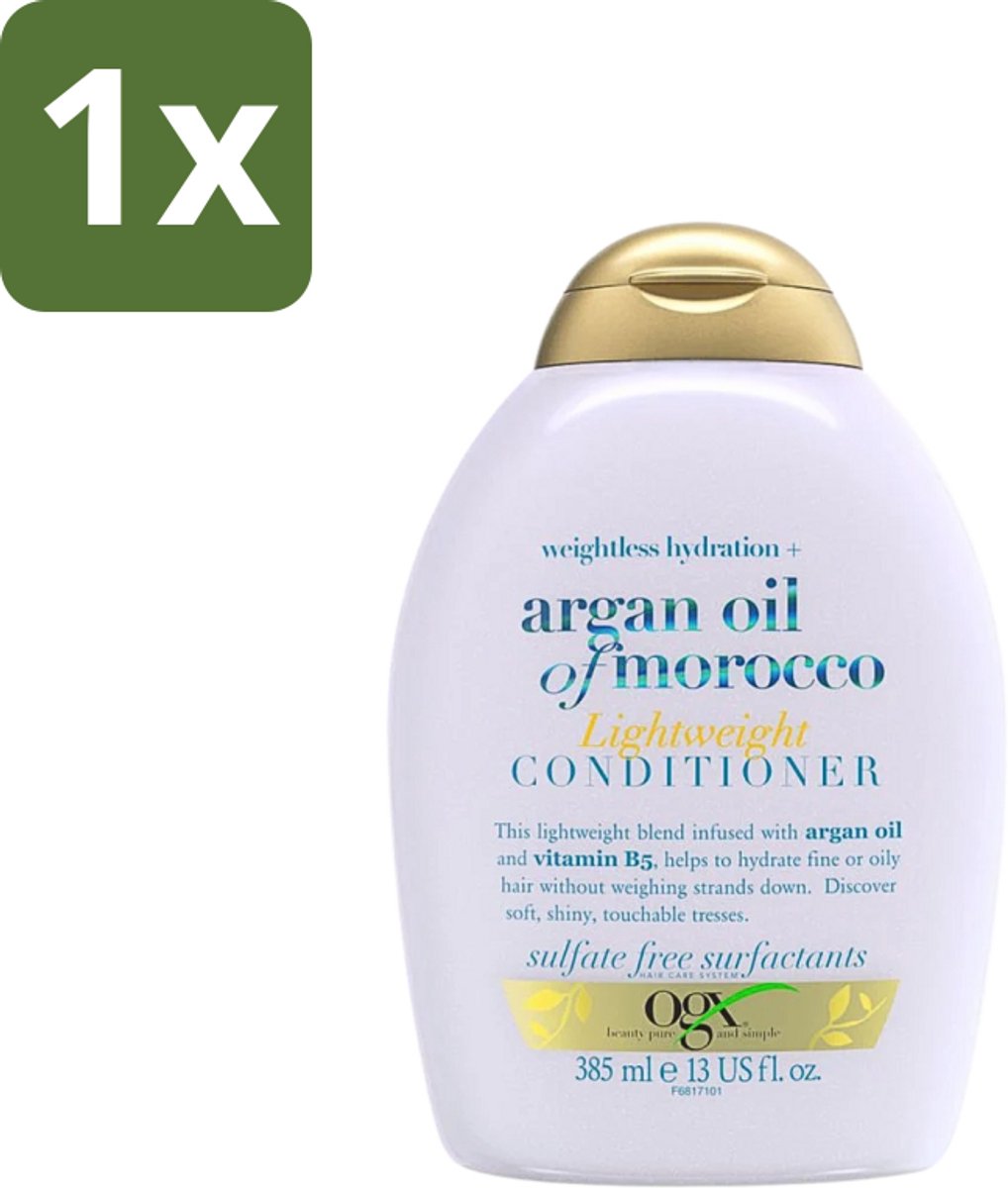 1 x OGX - Argan Oil of Morocco - Conditioner - Lichtgewicht - Voedend - 385 ml - Argan Oil Conditioner - Haarvoeding - Lichtgewicht Conditioner - Haarverzorging - Arganolie Voor Haar