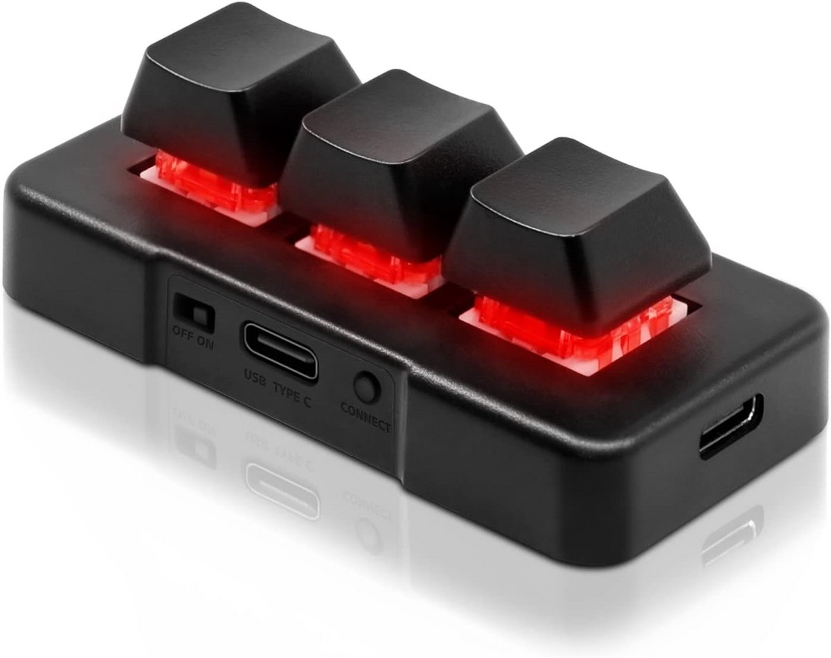 Draadloos 3-Toetsen Mini Mechanisch Toetsenbord met RGB LED