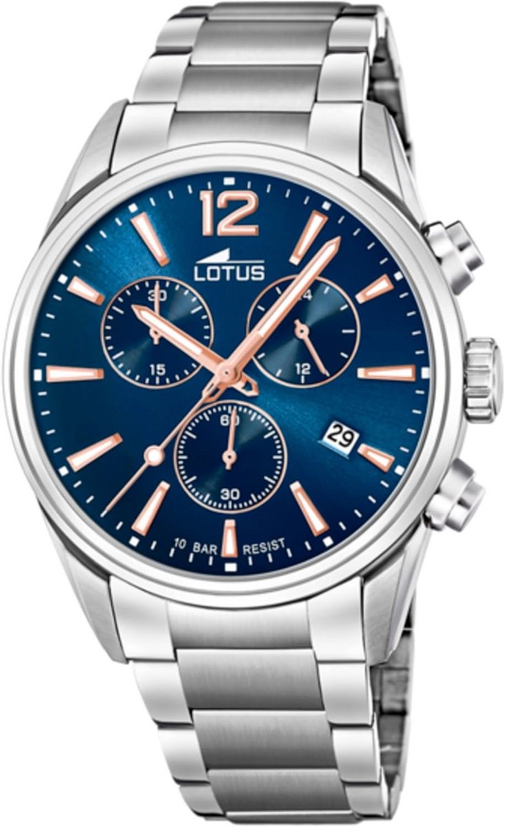 Heren Chronograaf Horloge Zilverblauw RVS Armband Quartz Uurwerk