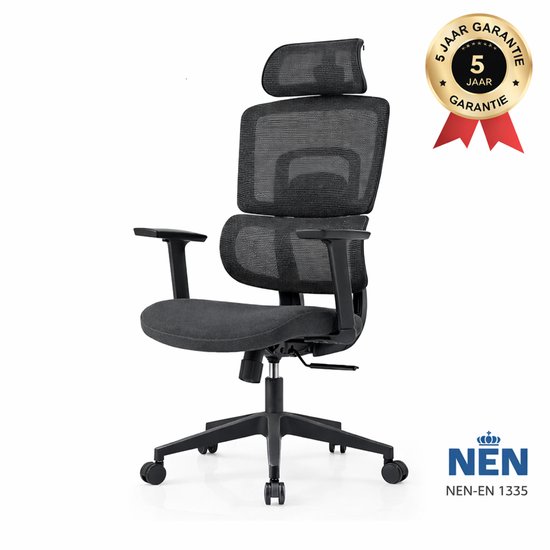 Ergonomische Bureaustoel – Bureaustoelen voor volwassenen – Verstelbare Bureaustoel - Ademend - Zwart- Office chair - Gaming Stoel