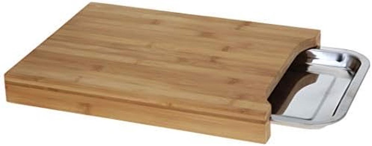 Bamboe Snijplank met Uittrekbare Opvangbak - Houten Keukenplank 35x25cm