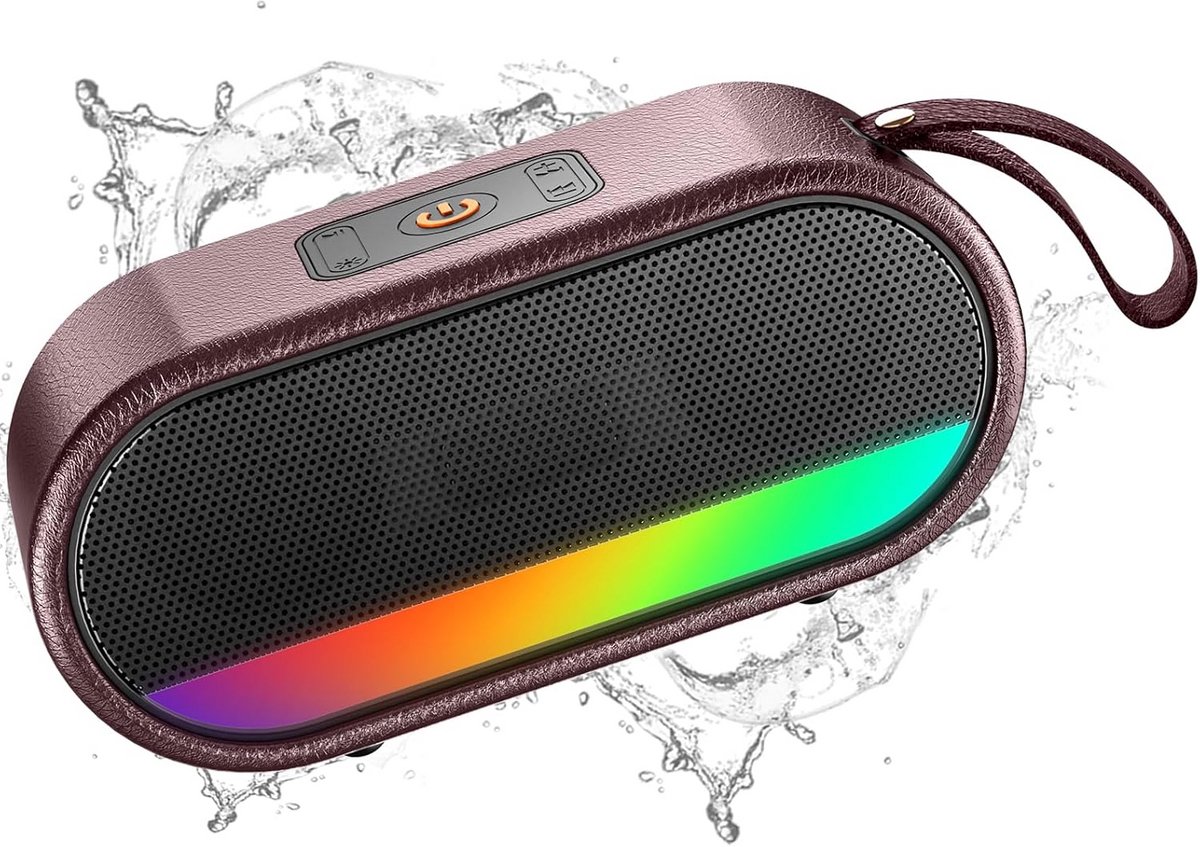 Draagbare Bluetooth Speaker met Krachtige Bas, Waterdicht (IPX6) & LED Verlichting