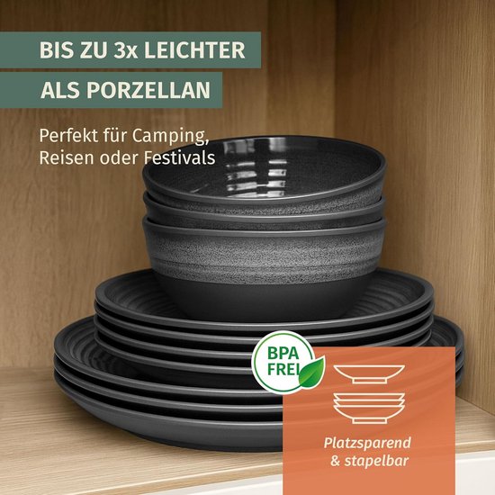 Bord, beker en bestek set voor 1 persoon voor kamperen en picknick — afbeelding 5