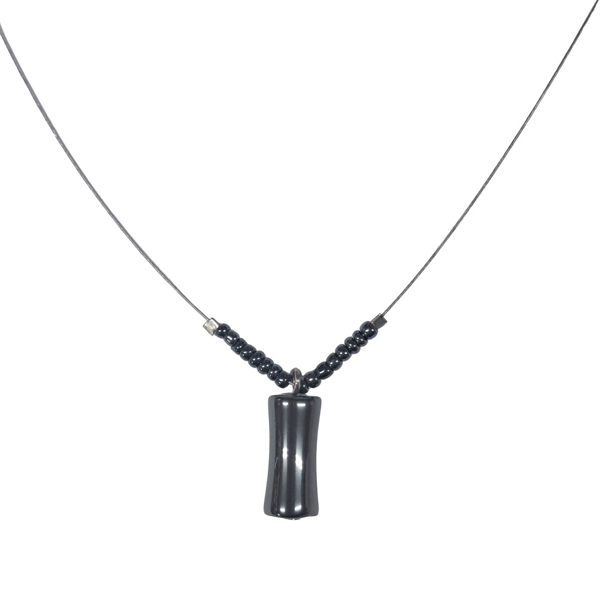 Glamour - Halsketting - Handgemaakte Ketting - Edelstaal - Gun Metal - Bone - 44 cm.