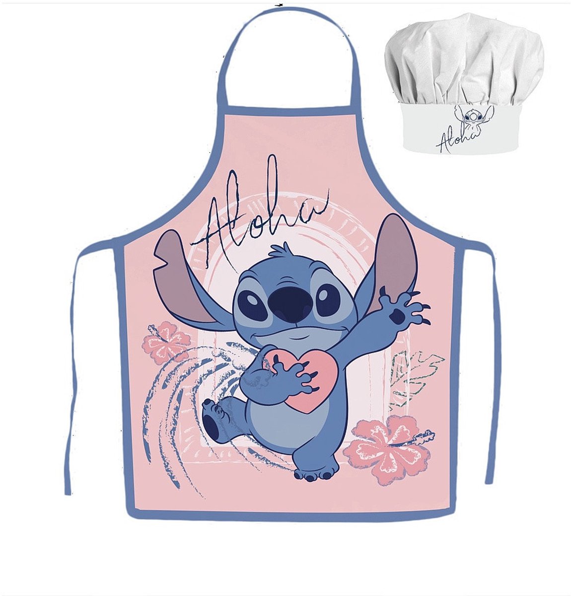 Disney Stitch - Kinder Schort & Koksmuts Set – 2-delig – Polyester – 3-8 jaar