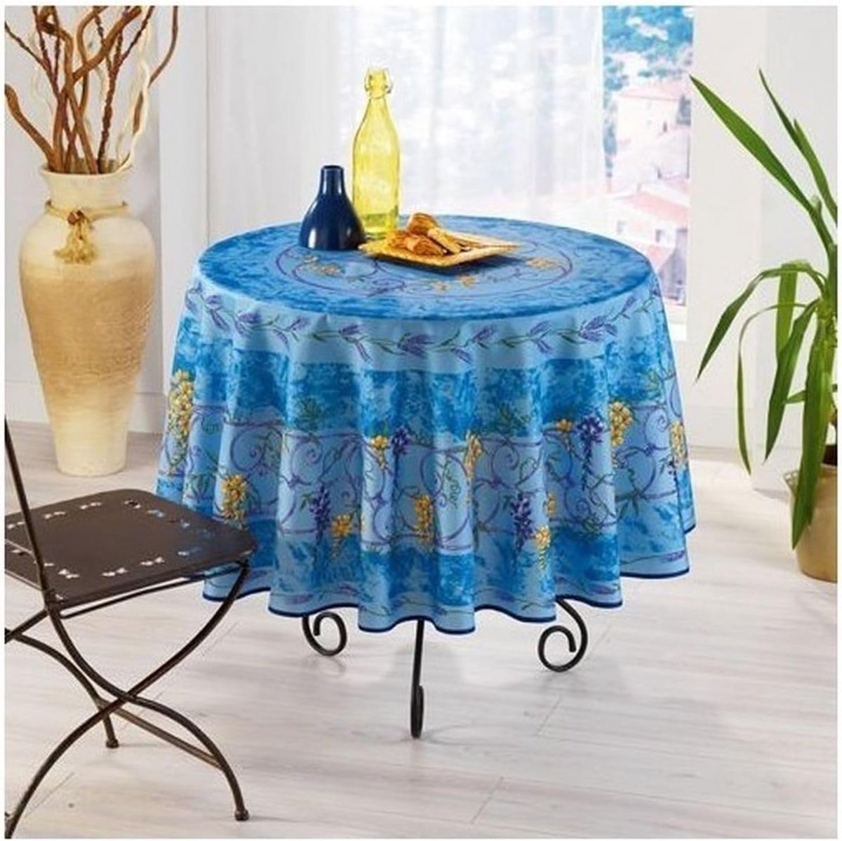 Rond Tafelkleed 180 cm Polyester Vuilafstotend Blauweregen Design