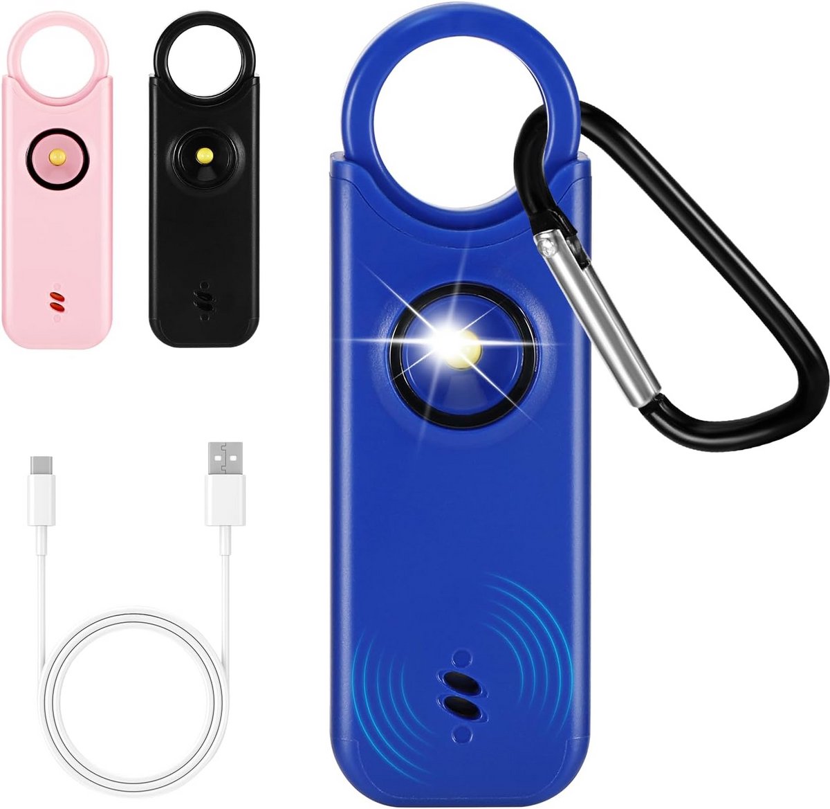 Persoonlijk Alarm 135dB - Draagbaar Zelfverdedigingsalarm met LED Zaklamp voor Dames, Ouderen en Kinderen