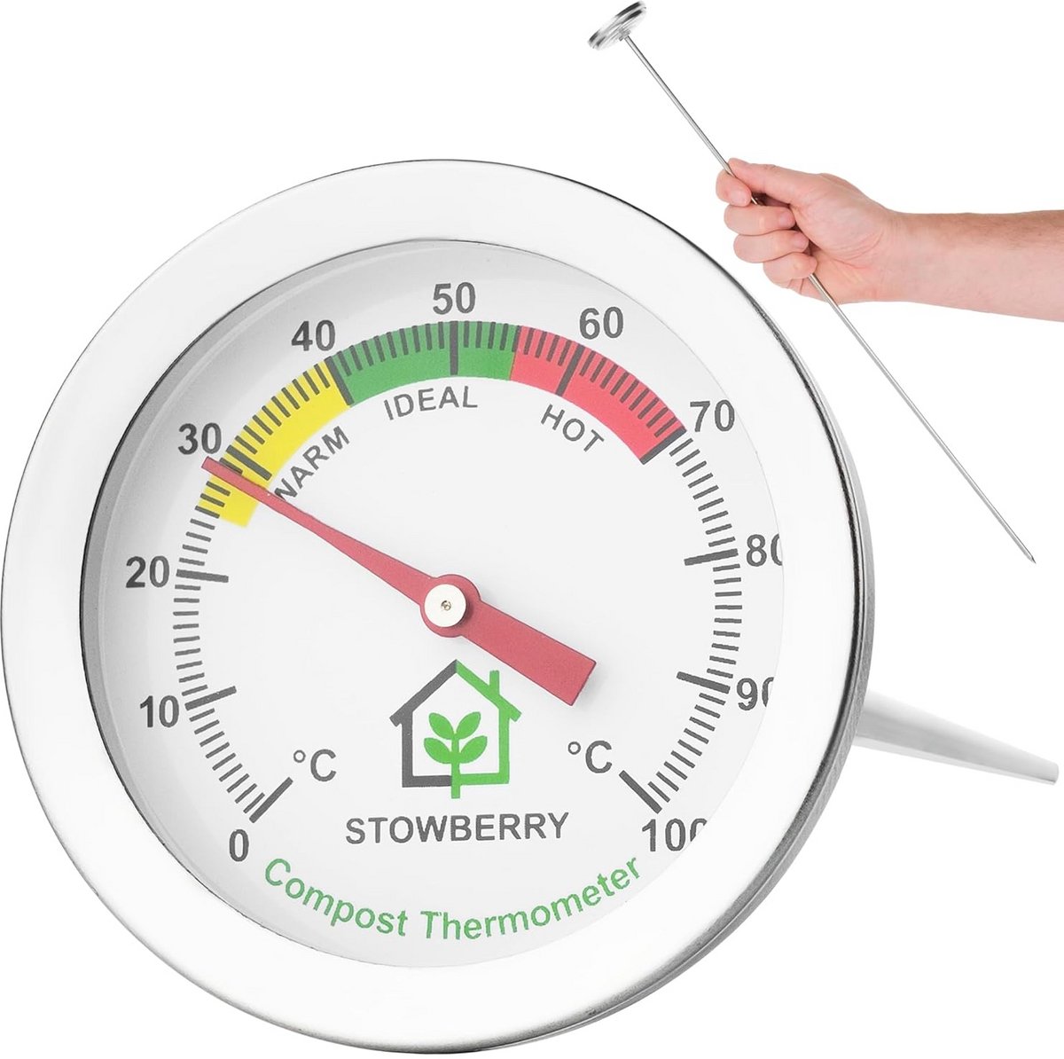 Lange Compostthermometer RVS - Vloerthermometer 500mm voor Optimale Compostering
