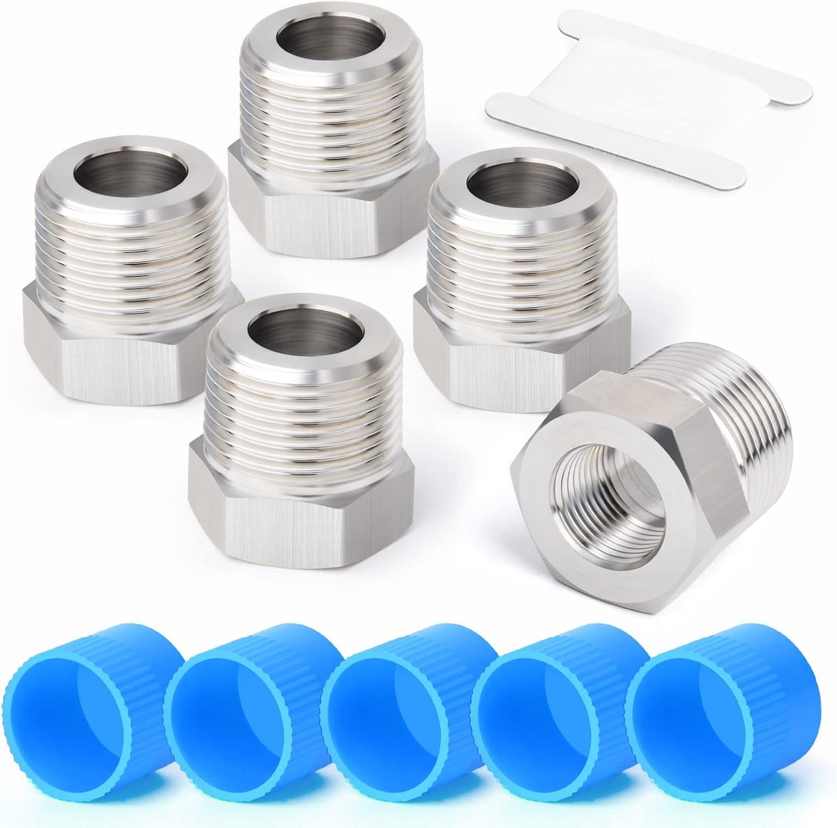 5 Stuks Verloopbus Zeskanig 3/8" BSP Vrouwelijk naar 1/2" BSP Mannelijke Schroefdraad
